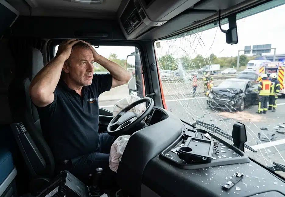 stressed truck driver in accident