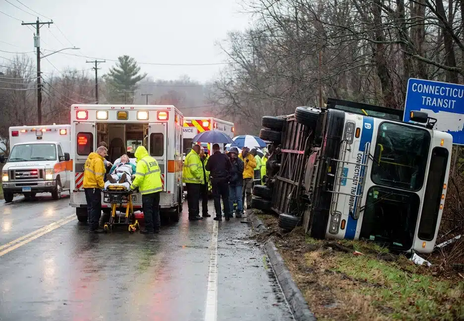 bus roll over accident