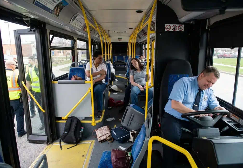 injured people on a city bus