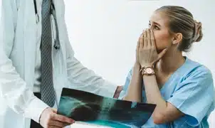 upset medical patient with xray