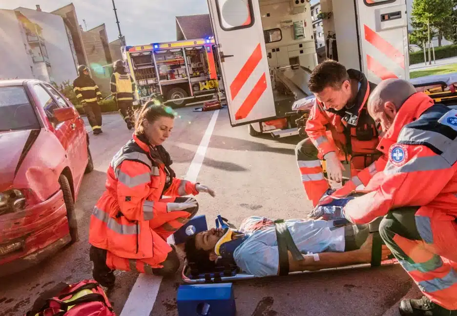 ems attending to an injured person