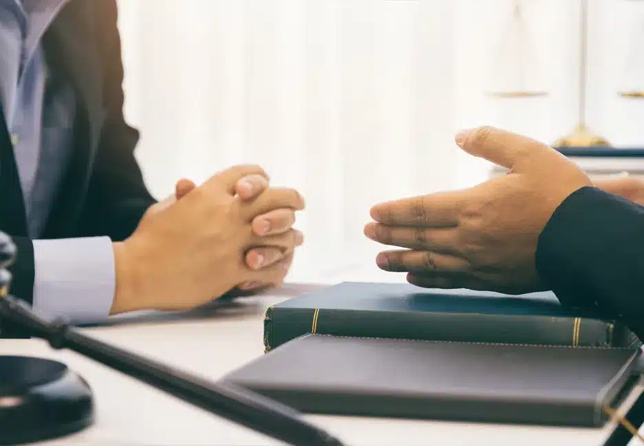 close up of lawyer meeting with client