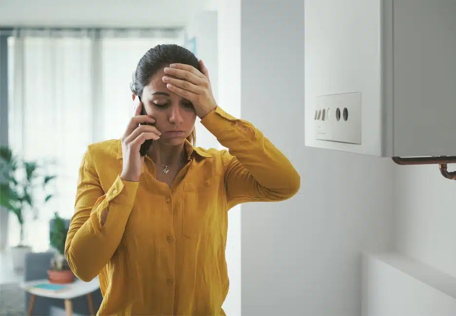 concerned woman on cell phone